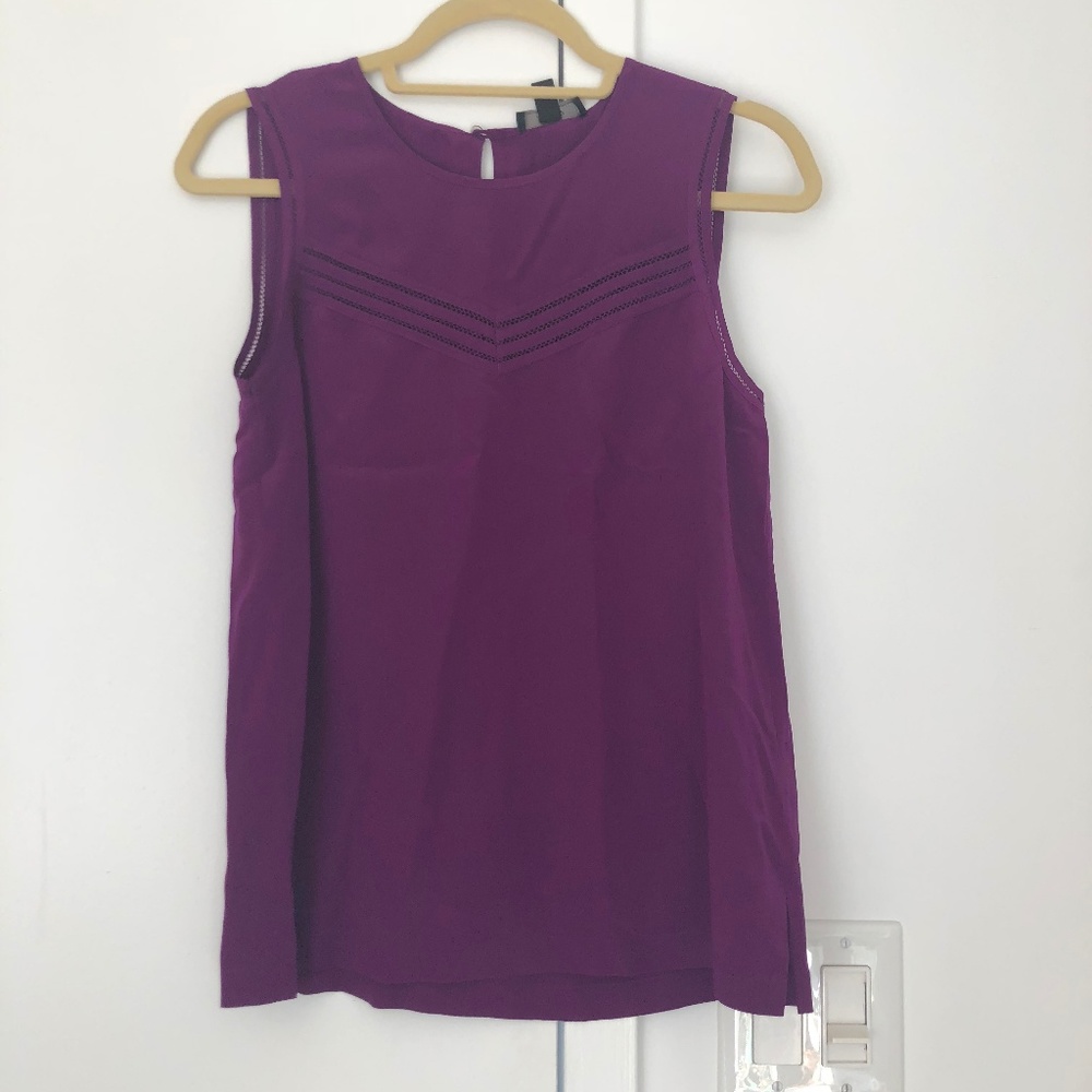 Beautiful JCrew Deep Purple Flowy Shirt 100% Silk